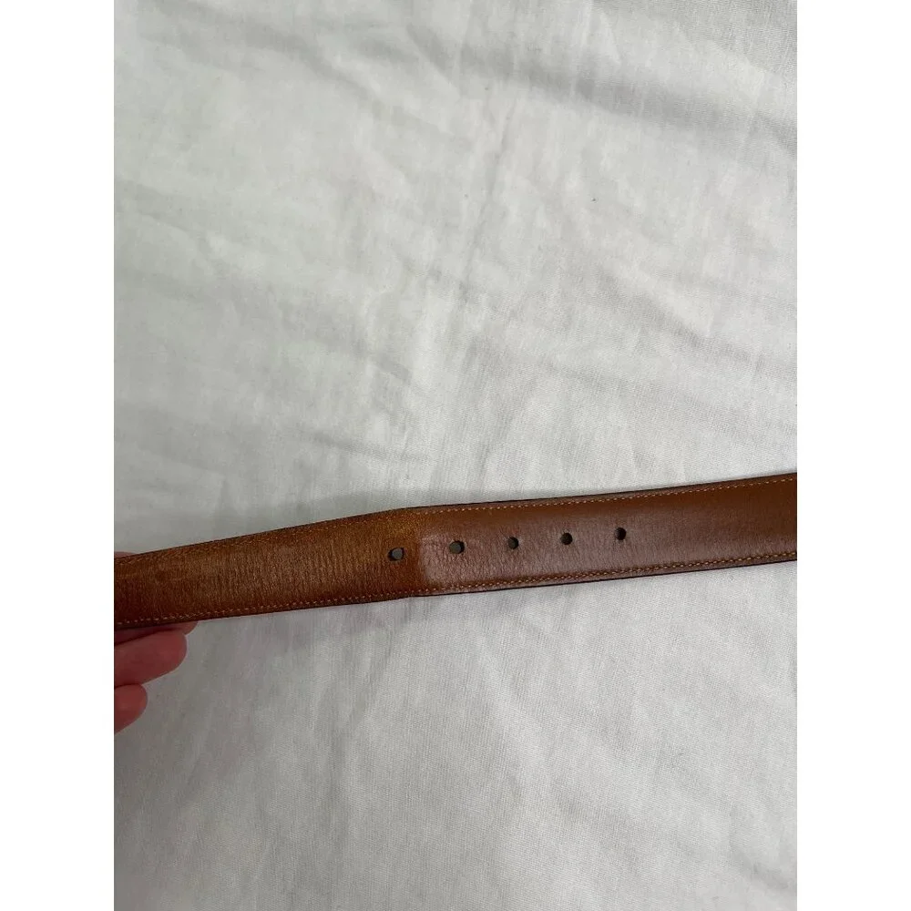Trafalgar Brown Land Lizard Leather Belt Size 38 Handmade In Italy